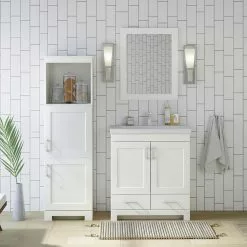 MagickWoods Elements Staverton 18-1/2"W X 15-1/8"D X 60"H White Linen Cabinet -Bath and Faucet shop 31037 scene1 mw 1800x1800