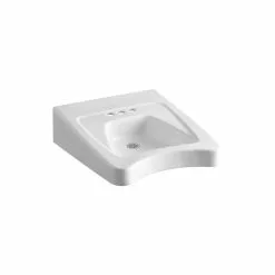 KOHLER Morningside Wall-Mounted Vitreous China Bathroom Sink In White With Overflow Drain
