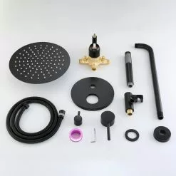 In Stock Hardwarestore Delivery 1-Spray Patterns 1.8 GPM 10 In. Dual Shower Head And Handheld Shower Head With Body Spray In Matte Black 12 In Stock Hardwarestore Delivery 1-Spray Patterns 1.8 GPM 10 In. Dual Shower Head And Handheld Shower Head With Body Spray In Matte Black -Bath and Faucet shop 329f213fd3e26b29a1268190bf699a10 1800x1800