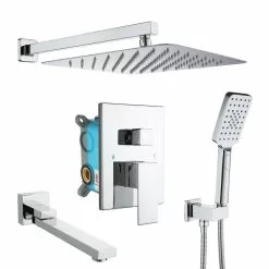 In Stock Hardwarestore Delivery 3-Spray With 2.5 GPM 10 In. 3 Functions Tub Wall Mount Dual Shower Heads In Spot In Polished Chrome (Valve Included)