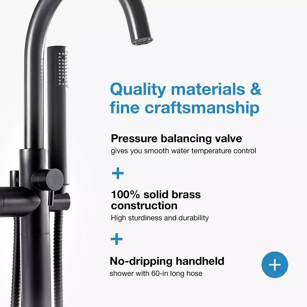 In Stock Hardwarestore Delivery Athena Single-Handle Floor-Mounted Roman Tub Faucet With Hand Shower In Brushed Nickel 7 In Stock Hardwarestore Delivery Athena Single-Handle Floor-Mounted Roman Tub Faucet With Hand Shower In Brushed Nickel - Image 5