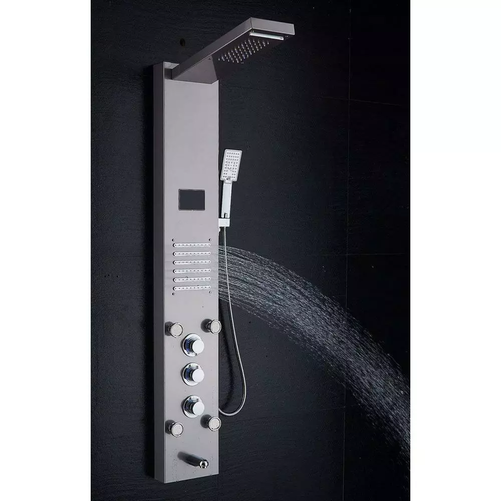 In Stock Hardwarestore Delivery 53 In. 10-Jet Shower Panel System In Brushed Nickel With LED Rainfall Waterfall Shower Head Handshower And Tub Spout 7 In Stock Hardwarestore Delivery 53 In. 10-Jet Shower Panel System In Brushed Nickel With LED Rainfall Waterfall Shower Head Handshower And Tub Spout - Image 5