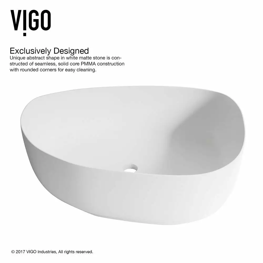 VIGO Peony Handmade Matte Stone Novelty/Specialty Vessel Bathroom Sink In Matte White 9 VIGO Peony Handmade Matte Stone Novelty/Specialty Vessel Bathroom Sink In Matte White - Image 7