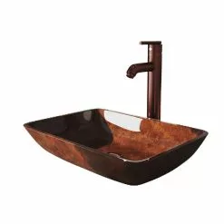 VIGO Russet Glass Vessel Bathroom Sink In Red With Seville Faucet In Oil Rubbed Bronze -Bath and Faucet shop 3a9b70ed2232b45fbaf74fdb9f6914ea 1800x1800