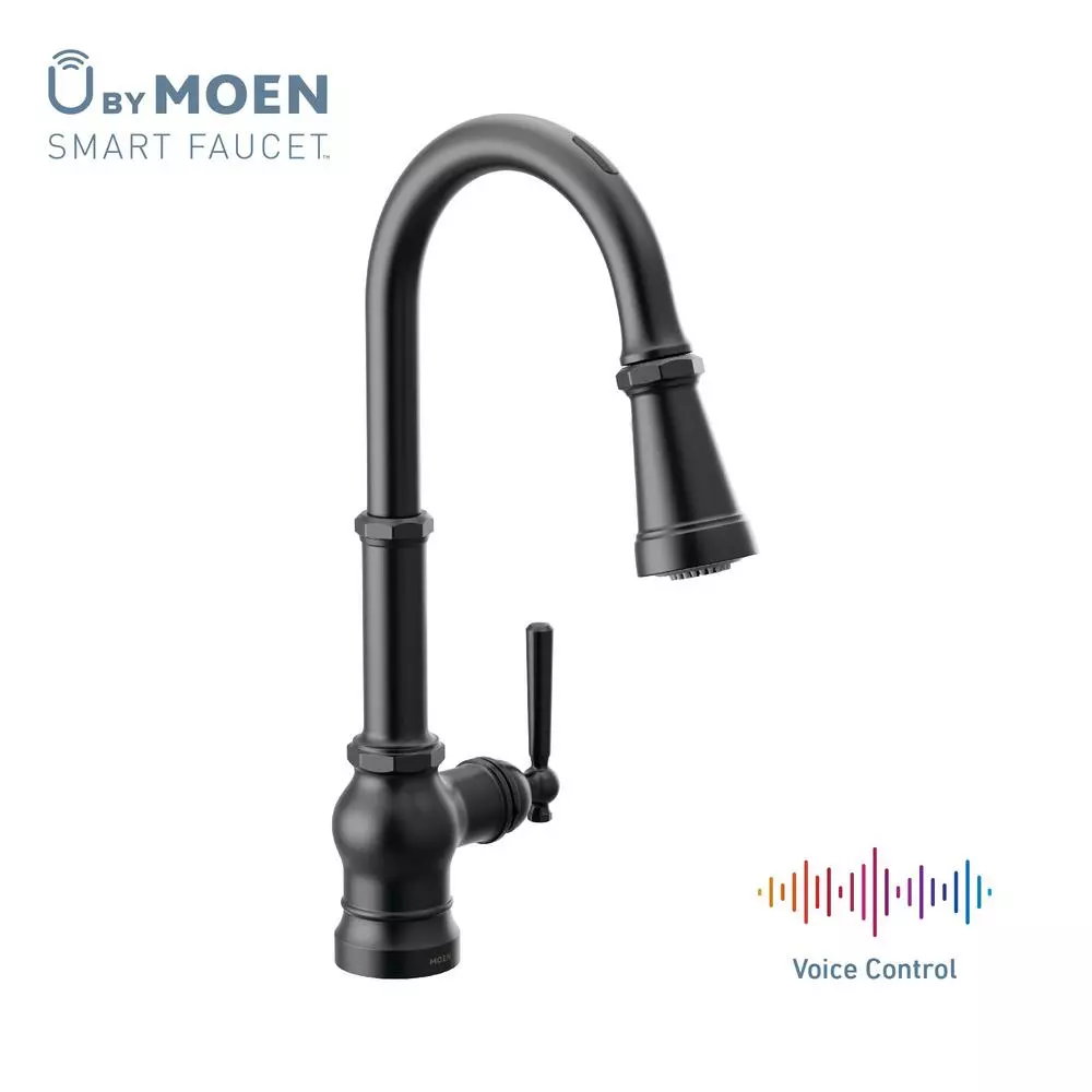 In Stock Hardwarestore Delivery U By Moen Paterson Single-Handle Pull-Down Sprayer Smart Kitchen Faucet With Voice Control And PowerBoost In Matte Black 10 In Stock Hardwarestore Delivery U By Moen Paterson Single-Handle Pull-Down Sprayer Smart Kitchen Faucet With Voice Control And PowerBoost In Matte Black - Image 8