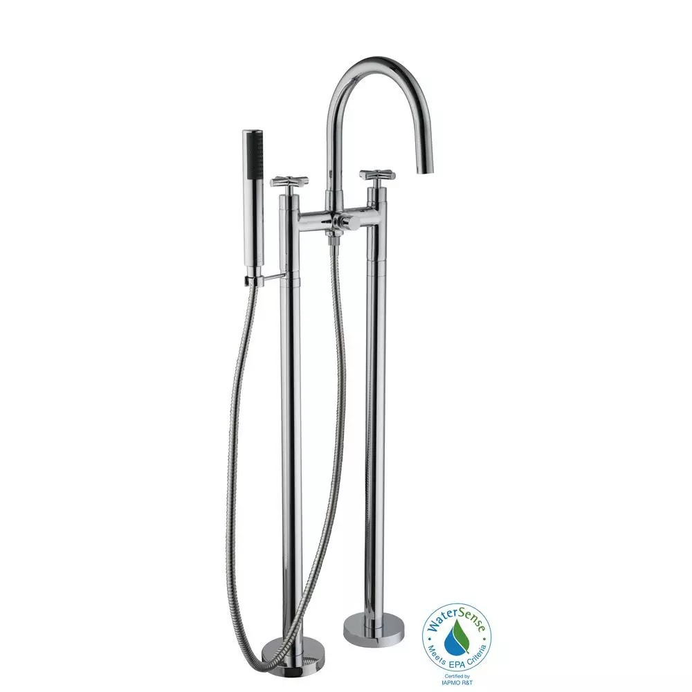 In Stock Hardwarestore Delivery Danay 2-Pipe 2-Handle Freestanding Floor Mount Roman Tub Faucet With Handheld Handshower In Brushed Nickel 7 In Stock Hardwarestore Delivery Danay 2-Pipe 2-Handle Freestanding Floor Mount Roman Tub Faucet With Handheld Handshower In Brushed Nickel - Image 5