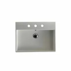 WS Bath Collections Unlimited 100 Wall Mount / Vessel Bathroom Sink In Ceramic White With 2 Faucet Holes -Bath and Faucet shop 3c87775401f5cee3fd2b3e836b832c81 1800x1800
