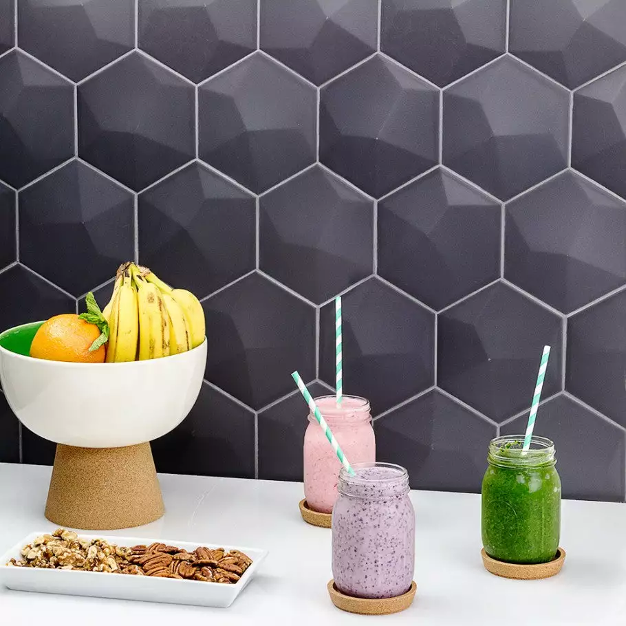 Bond Tile Magen 3D-Hex Dark Gray Matte Ceramic Hexagon Tile 4 Bond Tile Magen 3D-Hex Dark Gray Matte Ceramic Hexagon Tile - Image 2