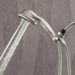 In Stock Hardwarestore Delivery 9-Spray 4.5 In. Single Wall Mount Low Flow Handheld Adjustable Shower Head In Brushed Nickel 18 In Stock Hardwarestore Delivery 9-Spray 4.5 In. Single Wall Mount Low Flow Handheld Adjustable Shower Head In Brushed Nickel -Bath and Faucet shop 4023510cbb1f61eb78c7724297b649ab 1800x1800