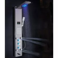 In Stock Hardwarestore Delivery 53 In. 10-Jet Shower Panel System In Brushed Nickel With LED Rainfall Waterfall Shower Head Handshower And Tub Spout 12 In Stock Hardwarestore Delivery 53 In. 10-Jet Shower Panel System In Brushed Nickel With LED Rainfall Waterfall Shower Head Handshower And Tub Spout -Bath and Faucet shop 40becfe0be8bcb40cc13c218d428b2bd 1800x1800