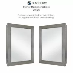 In Stock Hardwarestore Delivery 20 In. X 26 In. Recessed Or Surface Mount Framed Medicine Cabinet In Pewter -Bath and Faucet shop 40e610326358d3f50ec1e992cc25ed6e 1800x1800