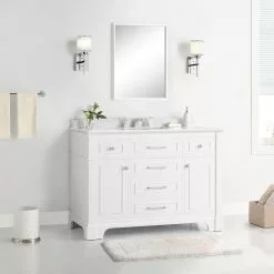 In Stock Hardwarestore Delivery Melpark 48 In. W X 22 In. D Bath Vanity In White With Cultured Marble Vanity Top In White With White Sink 20 In Stock Hardwarestore Delivery Melpark 48 In. W X 22 In. D Bath Vanity In White With Cultured Marble Vanity Top In White With White Sink -Bath and Faucet shop 4123cd8f5895f8134346db2fdfb2157e 1800x1800