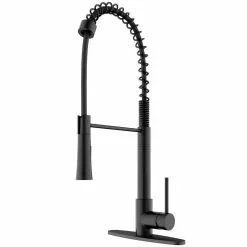 In Stock Hardwarestore Delivery Laurelton Single-Handle Pull-Down Sprayer Kitchen Faucet With Deck Plate In Matte Black