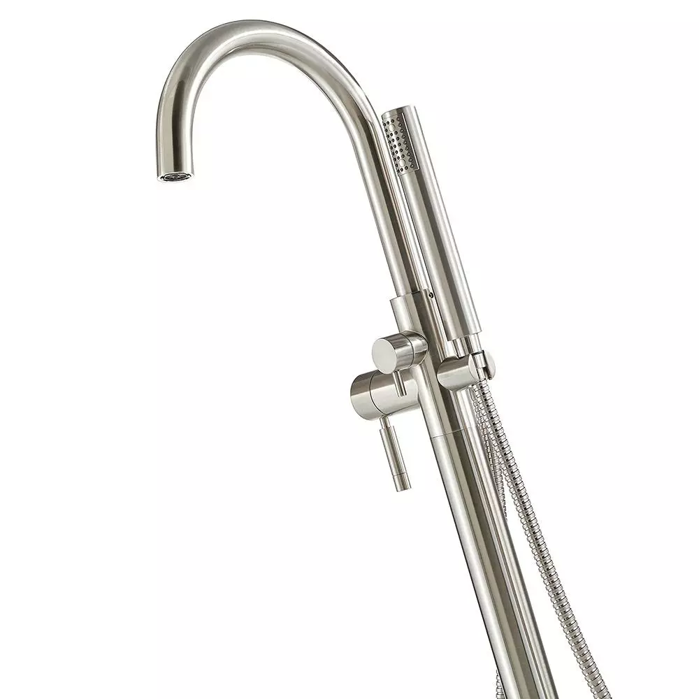 In Stock Hardwarestore Delivery Athena Single-Handle Floor-Mounted Roman Tub Faucet With Hand Shower In Brushed Nickel 9 In Stock Hardwarestore Delivery Athena Single-Handle Floor-Mounted Roman Tub Faucet With Hand Shower In Brushed Nickel - Image 7