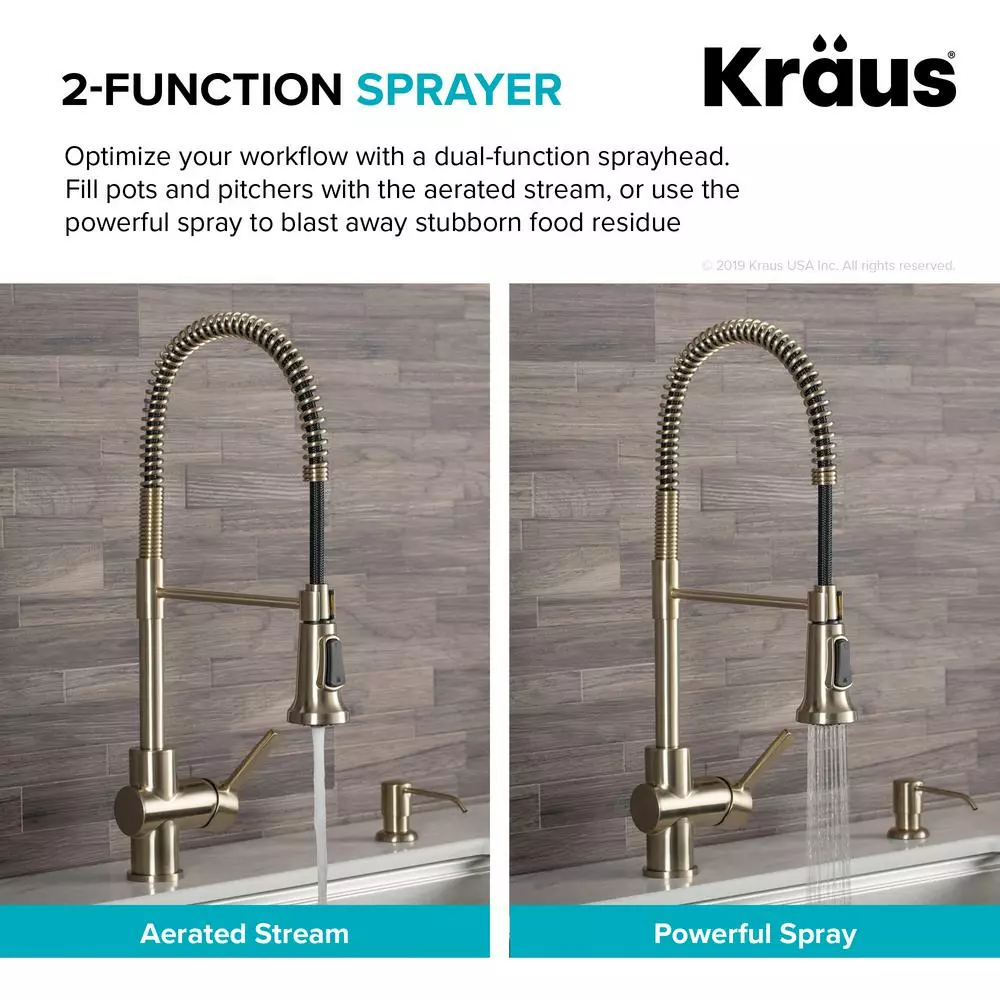 In Stock Hardwarestore Delivery Britt Single-Handle Pull Down Sprayer Kitchen Faucet In Brushed Gold 9 In Stock Hardwarestore Delivery Britt Single-Handle Pull Down Sprayer Kitchen Faucet In Brushed Gold - Image 7