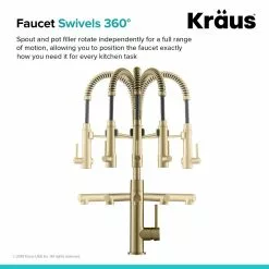 In Stock Hardwarestore Delivery Artec Pro Single-Handle Pull-Down Sprayer Kitchen Faucet And Pot Filler In Brushed Gold -Bath and Faucet shop 45f90c742b14aba6797ee17c1635a8fc 1800x1800