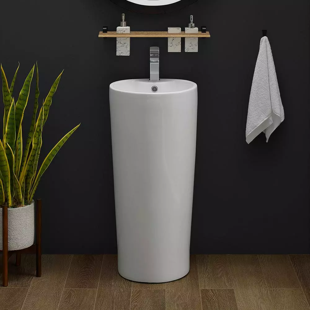 Swiss Madison Monaco Circular Basin Pedestal Sink In Glossy White 5 Swiss Madison Monaco Circular Basin Pedestal Sink In Glossy White - Image 3