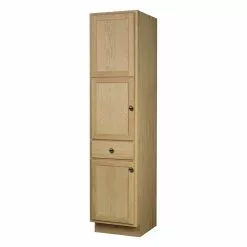 Quality One™ 18"W X 21"D X 78"H Unfinished Oak Linen Cabinet