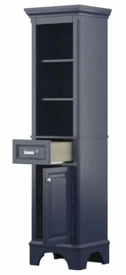 Foremost® Williamson 18"W X 67-1/2"H Aegean Blue Linen Cabinet 12 Foremost® Williamson 18"W X 67-1/2"H Aegean Blue Linen Cabinet -Bath and Faucet shop 4838041 ANGLE OPEN 1800x1800