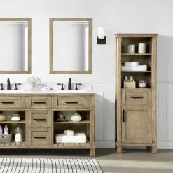 Ove Decors Riverland 22''W X 16"D X 65"H Antique Oak Linen Cabinet -Bath and Faucet shop 4838074 P ALT1 1800x1800