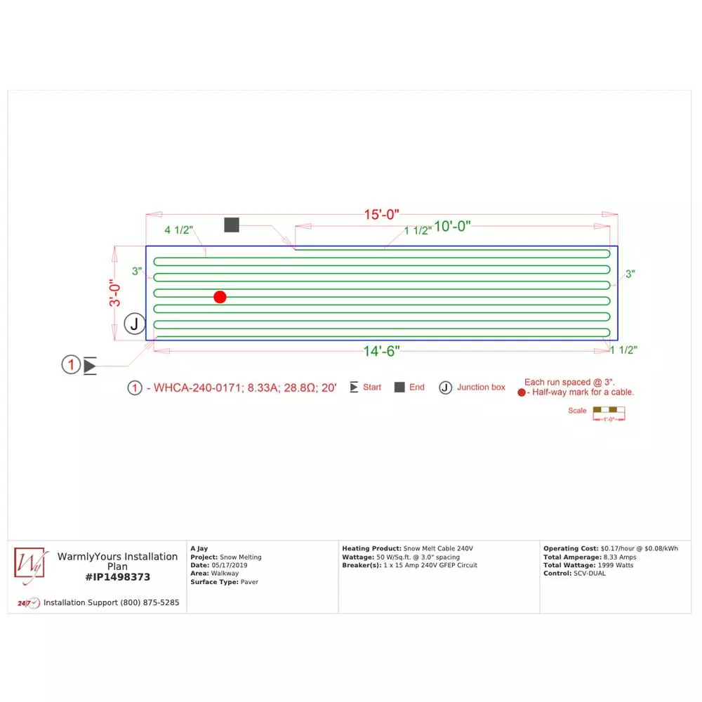 WarmlyYours 171 Ft. Snow Melt Cable System With Automatic Control (Covers 42.7 Sq. Ft) 7 WarmlyYours 171 Ft. Snow Melt Cable System With Automatic Control (Covers 42.7 Sq. Ft) - Image 5