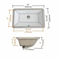 Boyel Living 21 In. X 13 In. Ceramic Rectangular Lavatory Undercounter Bathroom Sink In White -Bath and Faucet shop 4b3a1b9636befae453e96a3612895542 1800x1800