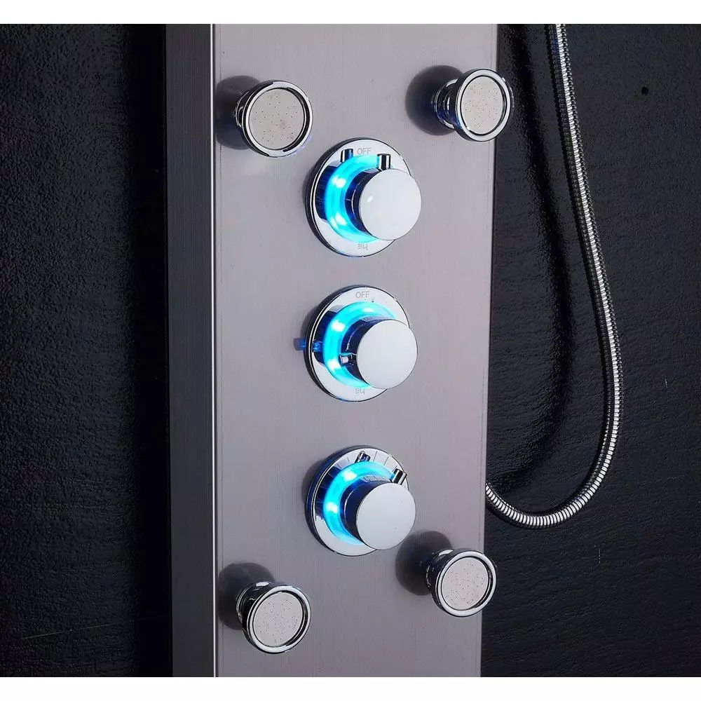 In Stock Hardwarestore Delivery 53 In. 10-Jet Shower Panel System In Brushed Nickel With LED Rainfall Waterfall Shower Head Handshower And Tub Spout 8 In Stock Hardwarestore Delivery 53 In. 10-Jet Shower Panel System In Brushed Nickel With LED Rainfall Waterfall Shower Head Handshower And Tub Spout - Image 6