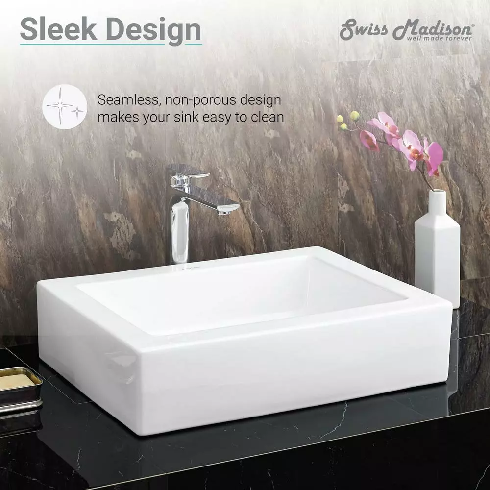 Swiss Madison Voltaire Ceramic Rectangle Vessel Sink In White 10 Swiss Madison Voltaire Ceramic Rectangle Vessel Sink In White - Image 8