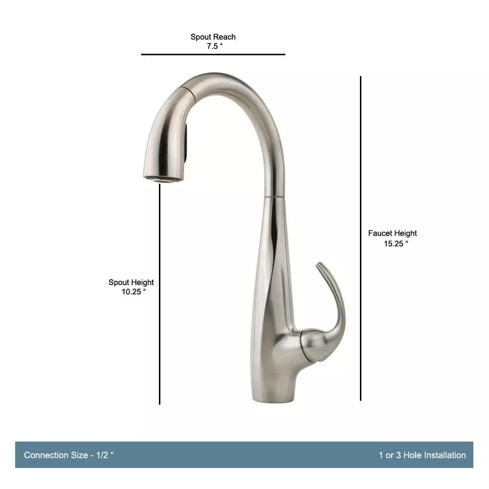 In Stock Hardwarestore Delivery Avanti Single-Handle Pull-Down Sprayer Kitchen Faucet In Stainless Steel 5 In Stock Hardwarestore Delivery Avanti Single-Handle Pull-Down Sprayer Kitchen Faucet In Stainless Steel - Image 3