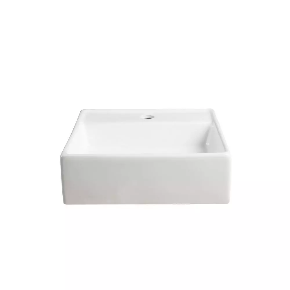 Elanti Wall-Mounted Square Bathroom Sink In White 9 Elanti Wall-Mounted Square Bathroom Sink In White - Image 7