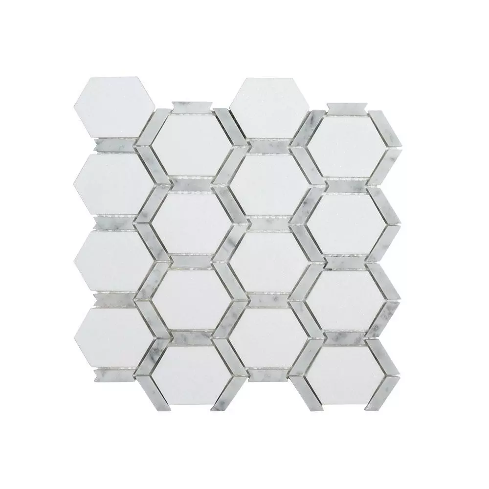 Jeff Lewis Norton White 11.75 In. X 11.375 In. X 9 Mm Hexagon Polished Marble Wall And Floor Mosaic Tile 3 Jeff Lewis Norton White 11.75 In. X 11.375 In. X 9 Mm Hexagon Polished Marble Wall And Floor Mosaic Tile