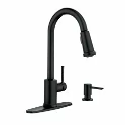 In Stock Hardwarestore Delivery Indi Single-Handle Pull-Down Sprayer Kitchen Faucet With Reflex And Power Clean In Matte Black