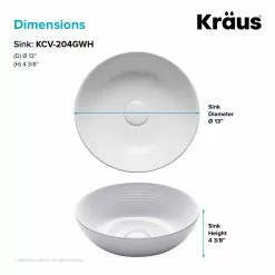 KRAUS Viva 13 In. Round Porcelain Ceramic Vessel Sink In White -Bath and Faucet shop 51a7c3411c8a1782d12c503fce47c056 1800x1800