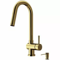 In Stock Hardwarestore Delivery Gramercy Single-Handle Pull-Down Sprayer Kitchen Faucet With Soap Dispenser In Matte Gold