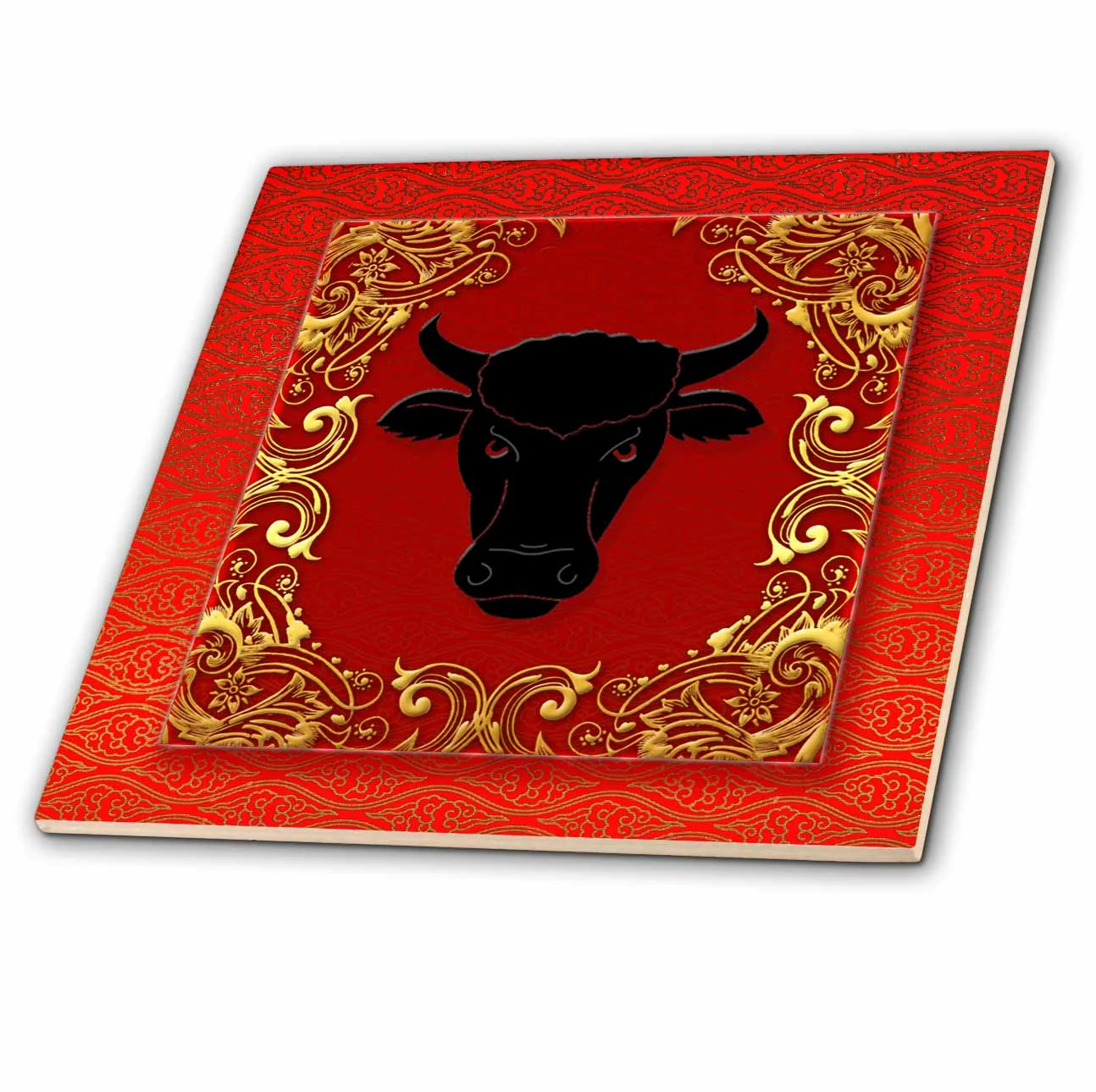 3dRose Chinese Zodiac Year Of The Ox Chinese New Year Red, Gold And Black - Ceramic Tile, 8-inch 3 3dRose Chinese Zodiac Year Of The Ox Chinese New Year Red, Gold And Black - Ceramic Tile, 8-inch