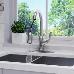 In Stock Hardwarestore Delivery Deming Single-Handle Pull-Down Sprayer Kitchen Faucet In Spot Defense Stainless Steel -Bath and Faucet shop 52d020e4e1fb09a49444a6909be5ff19 1800x1800