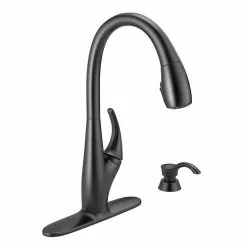 In Stock Hardwarestore Delivery DeLuca Single-Handle Pull-Down Sprayer Kitchen Faucet With ShieldSpray Technology And Soap Dispenser In Stainless -Bath and Faucet shop 54dff568a362893ab5aa9a5f07ad62e2 1800x1800