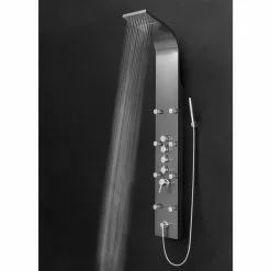 In Stock Hardwarestore Delivery 65 In. 8-Jet Shower Panel System In Space Gray Brushed Stainless Steel With Rainfall Waterfall Shower Head And Wand -Bath and Faucet shop 57397204fc50af8953b1175a90777fe7 1800x1800