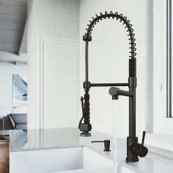 In Stock Hardwarestore Delivery Zurich Single-Handle Pull-Down Sprayer Kitchen Faucet With Soap Dispenser In Matte Black -Bath and Faucet shop 594cdd99be1e521f620220d18d5319d2 1800x1800