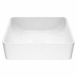 VIGO Amaryllis Handmade Matte Stone Rectangle Vessel Bathroom Sink In Matte White