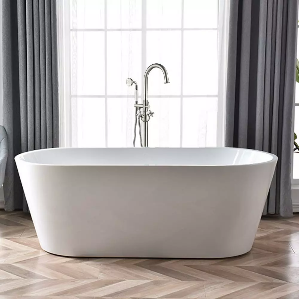 In Stock Hardwarestore Delivery 48 In. H X 12 In. W Single Handle Claw Foot Tub Faucet With Hand Shower In Brushed Nickel 5 In Stock Hardwarestore Delivery 48 In. H X 12 In. W Single Handle Claw Foot Tub Faucet With Hand Shower In Brushed Nickel - Image 3