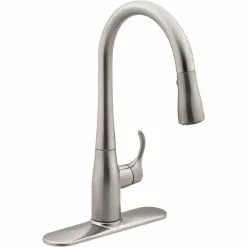 In Stock Hardwarestore Delivery Simplice Single-Handle Pull-Down Sprayer Kitchen Faucet In Vibrant Stainless With DockNetik And Sweep Spray -Bath and Faucet shop 5c43b99ffb9ead54bd20d2ff368ad2fa 1800x1800