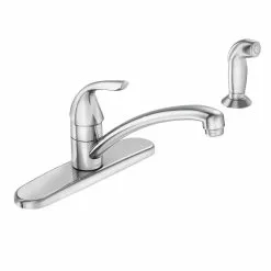 In Stock Hardwarestore Delivery Adler Single-Handle Low Arc Standard Kitchen Faucet With Side Sprayer In Chrome