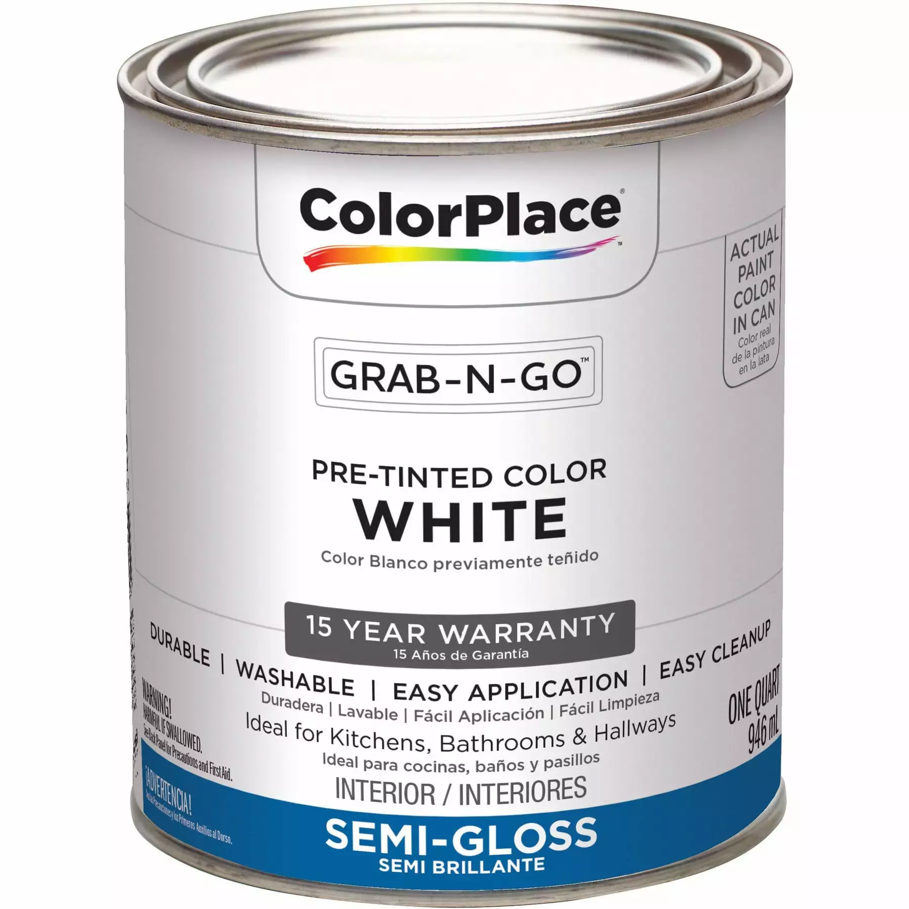ColorPlace Pre Mixed Ready To Use, Interior Paint, White, Semi-Gloss Finish, 1 Quart 3 ColorPlace Pre Mixed Ready To Use, Interior Paint, White, Semi-Gloss Finish, 1 Quart