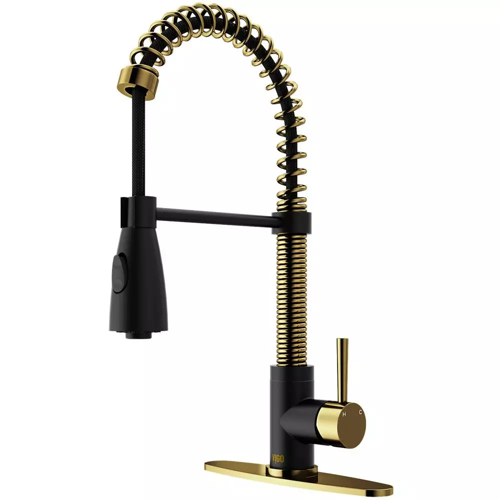 In Stock Hardwarestore Delivery Brant Single-Handle Pull-Down Sprayer Kitchen Faucet With Deck Plate In Matte Gold 5 In Stock Hardwarestore Delivery Brant Single-Handle Pull-Down Sprayer Kitchen Faucet With Deck Plate In Matte Gold - Image 3