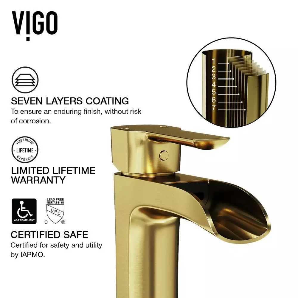 VIGO Amaryllis Matte Stone Vessel Bathroom Sink In White With Niko Faucet In Matte Gold 14 VIGO Amaryllis Matte Stone Vessel Bathroom Sink In White With Niko Faucet In Matte Gold - Image 12