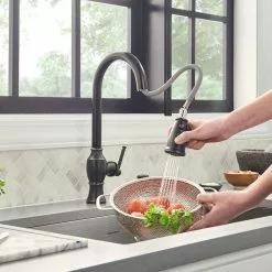 In Stock Hardwarestore Delivery Marchand Single Handle Pull-Down Sprayer Kitchen Faucet In Legacy Bronze -Bath and Faucet shop 60965e44a05137f026965e6f87fb038a 1800x1800