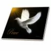 3dRose Peace Dove - Black - White -Gold - Bird Art - Ceramic Tile, 8-inch