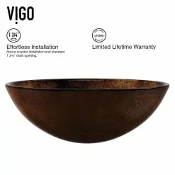 VIGO Russet Handmade Countertop Glass Round Vessel Bathroom Sink -Bath and Faucet shop 63bbe61dc0b781f8d74e5ec193facc70 1800x1800
