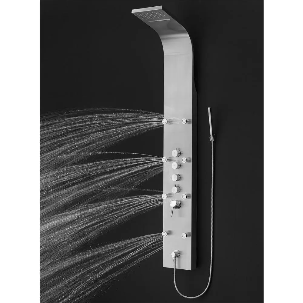In Stock Hardwarestore Delivery 65 In. 8-Jet Rainfall Shower Panel System With Rainfall Waterfall Shower Head And Shower Wand In Stainless Steel 5 In Stock Hardwarestore Delivery 65 In. 8-Jet Rainfall Shower Panel System With Rainfall Waterfall Shower Head And Shower Wand In Stainless Steel - Image 3